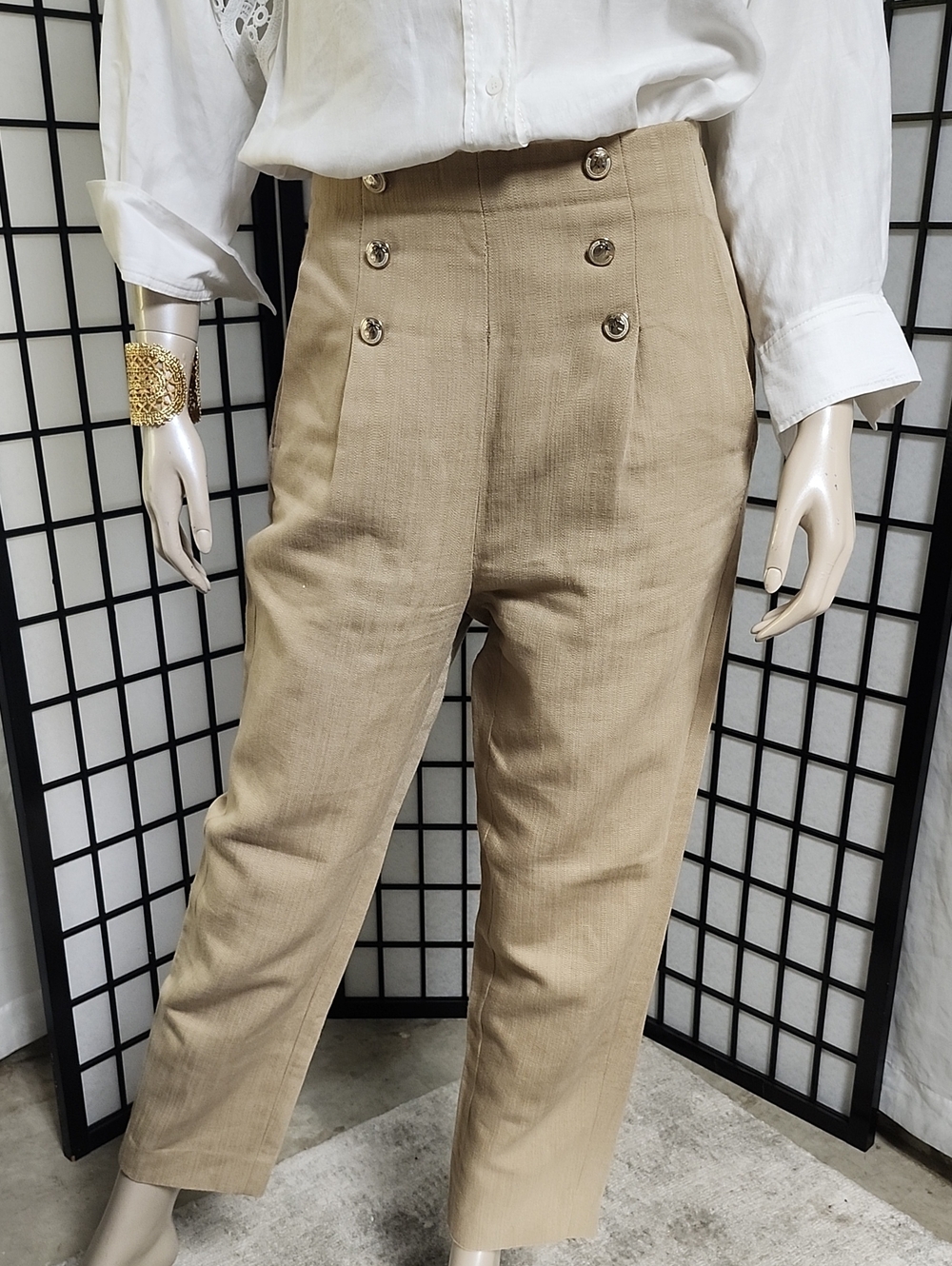 Sandro Women's High-Waist Sailor-Button Cropped Pants, Sz 36